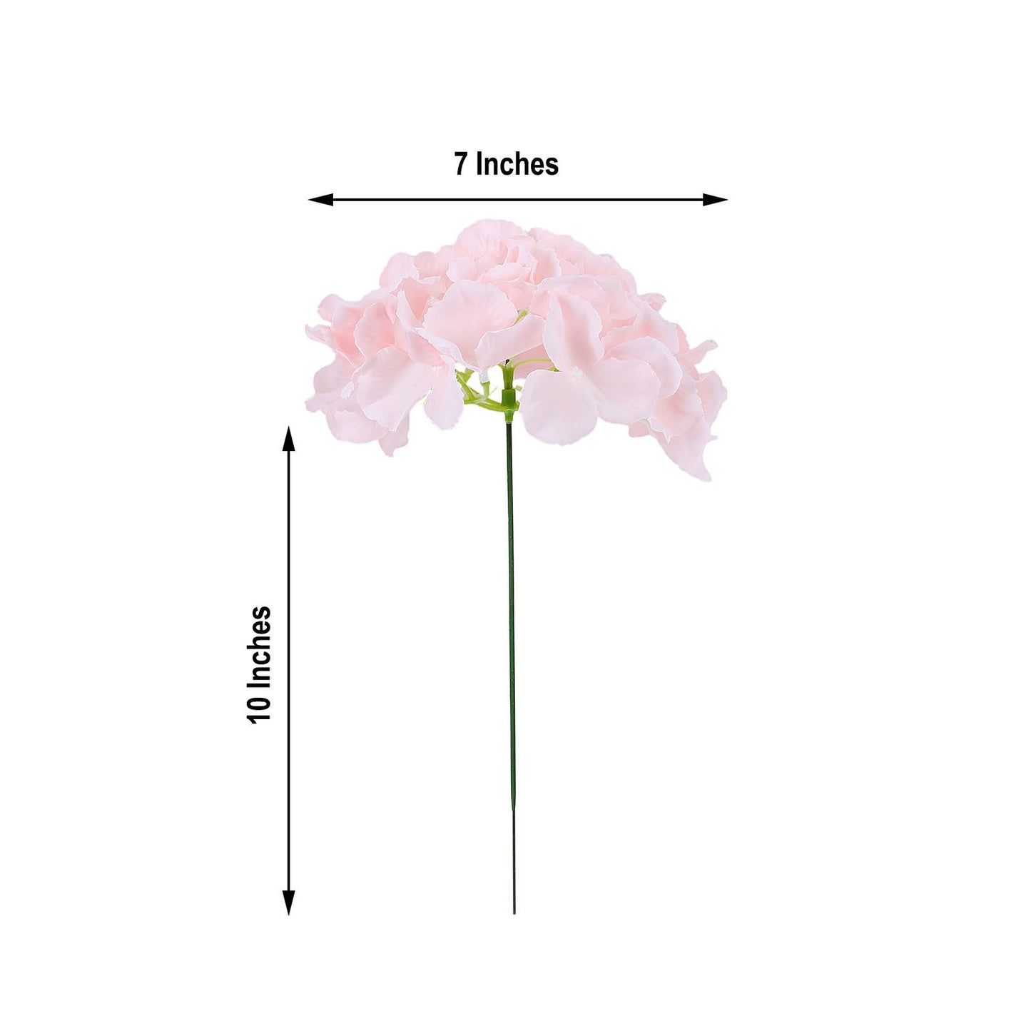 Blush artificial satin hydrangea flower head and stems for DIY arrangements.