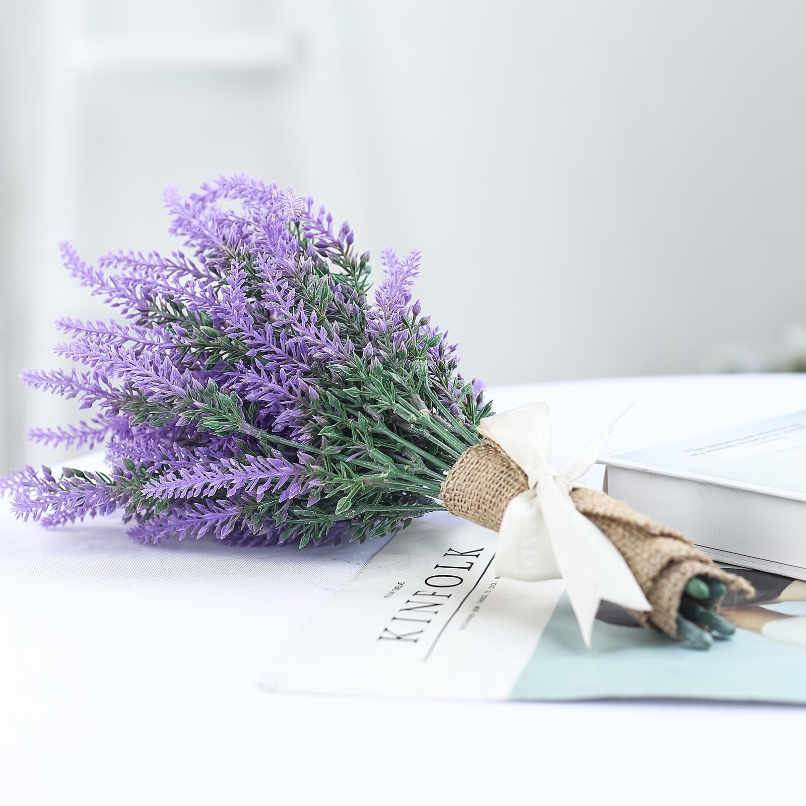 14" Artificial Lavender Lilac Flower Plant Stems Greenery Bouquet