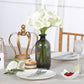 14" White Artificial Poly Foam Calla Lily Flowers in a vase on a dining table.