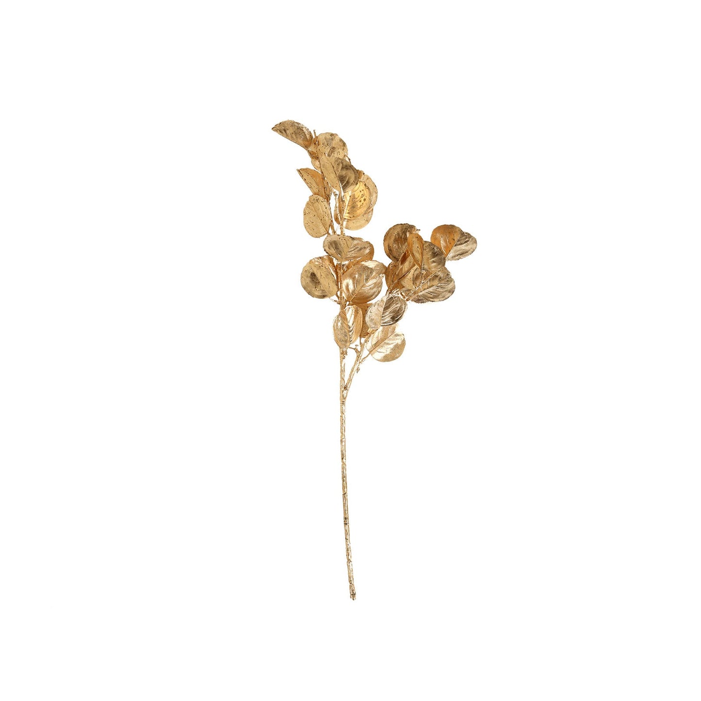 27" Metallic Gold Artificial Eucalyptus Leaf Branch, Faux Decorative Bouquet