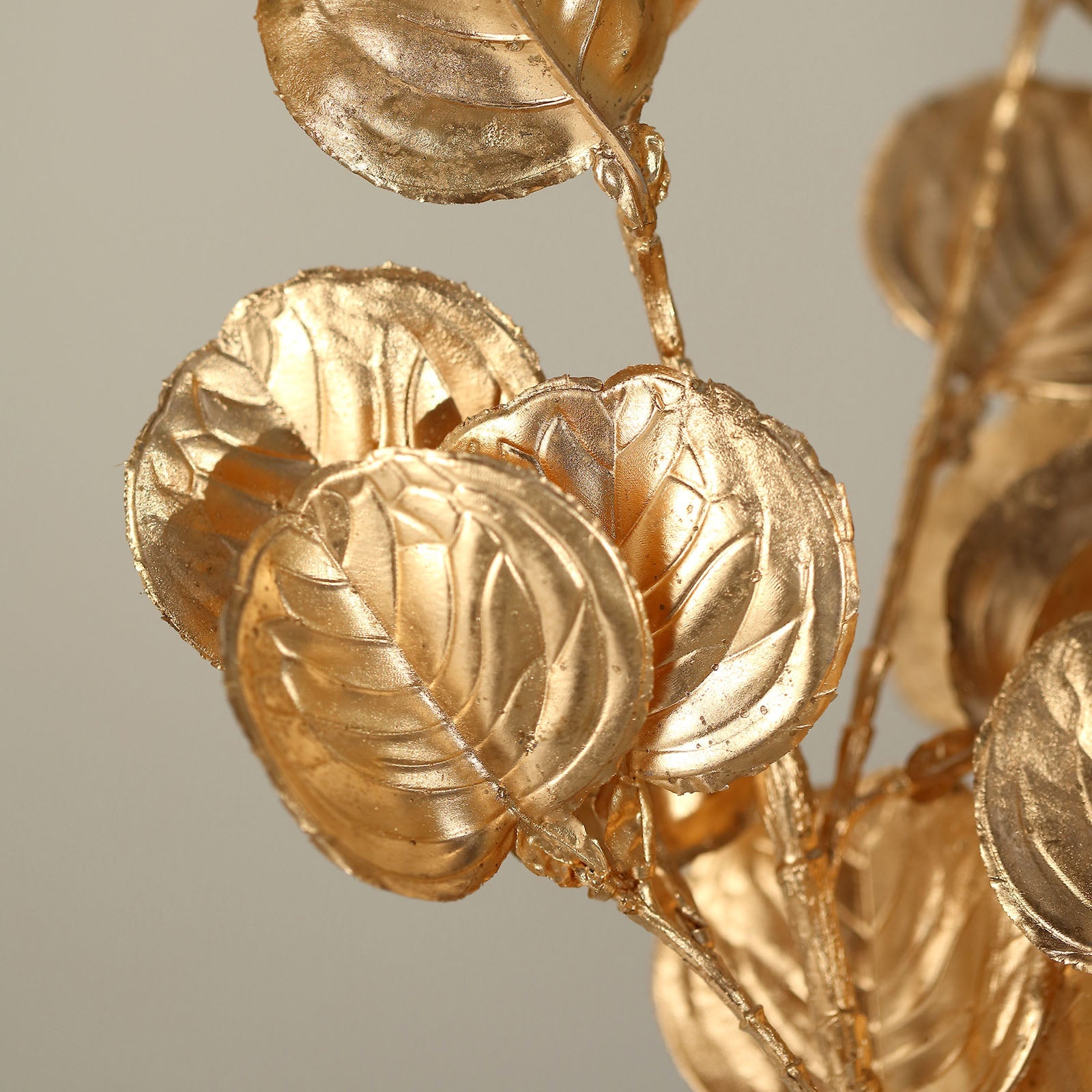 27" Metallic Gold Eucalyptus Leaf Branches, Faux Decorative Bouquets