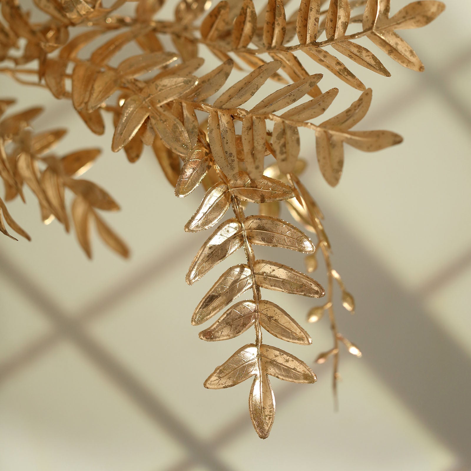 21" Metallic Gold Artificial Fern Leaf Branches, Faux Decorative Bouquets