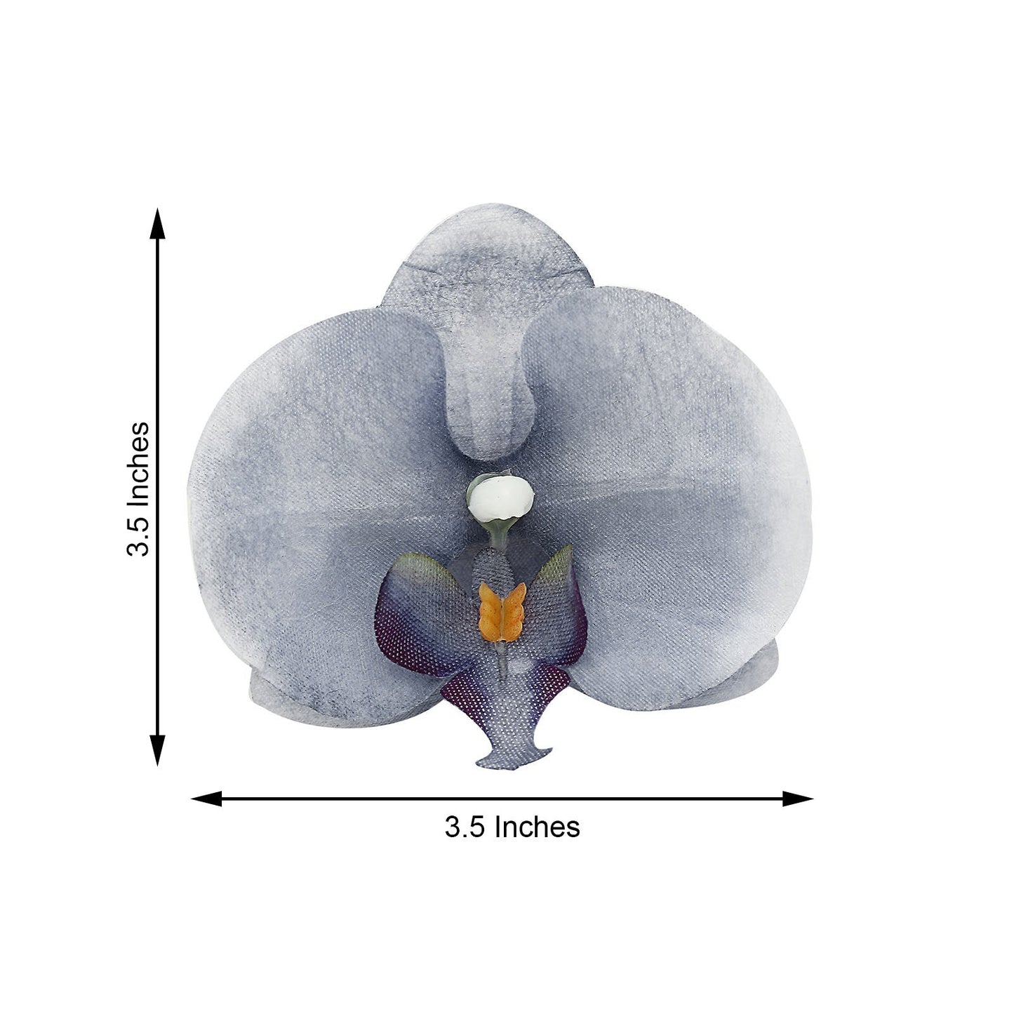 Charcoal gray artificial silk orchid flower head for DIY crafts.