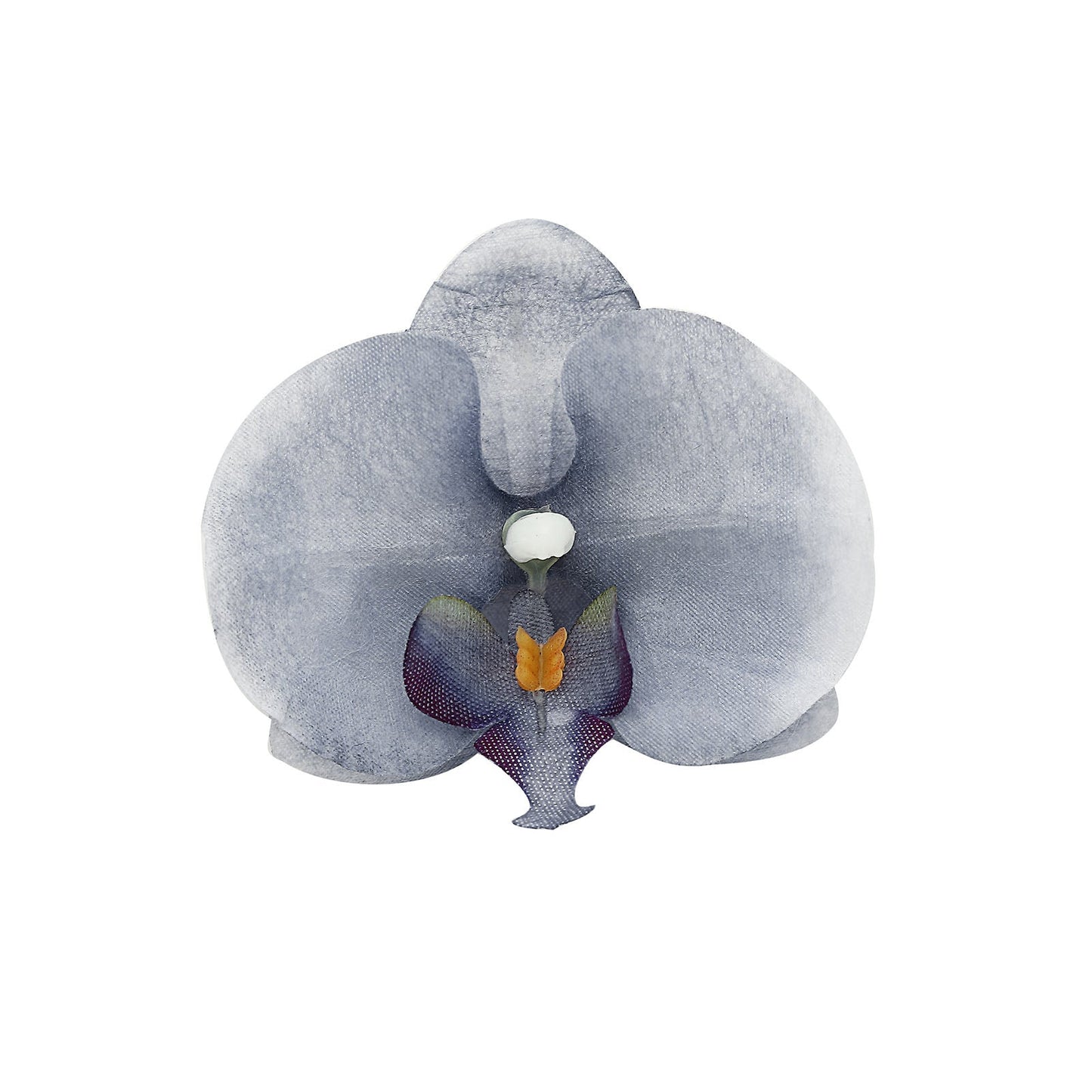Charcoal gray artificial silk orchid flower head for DIY crafts.