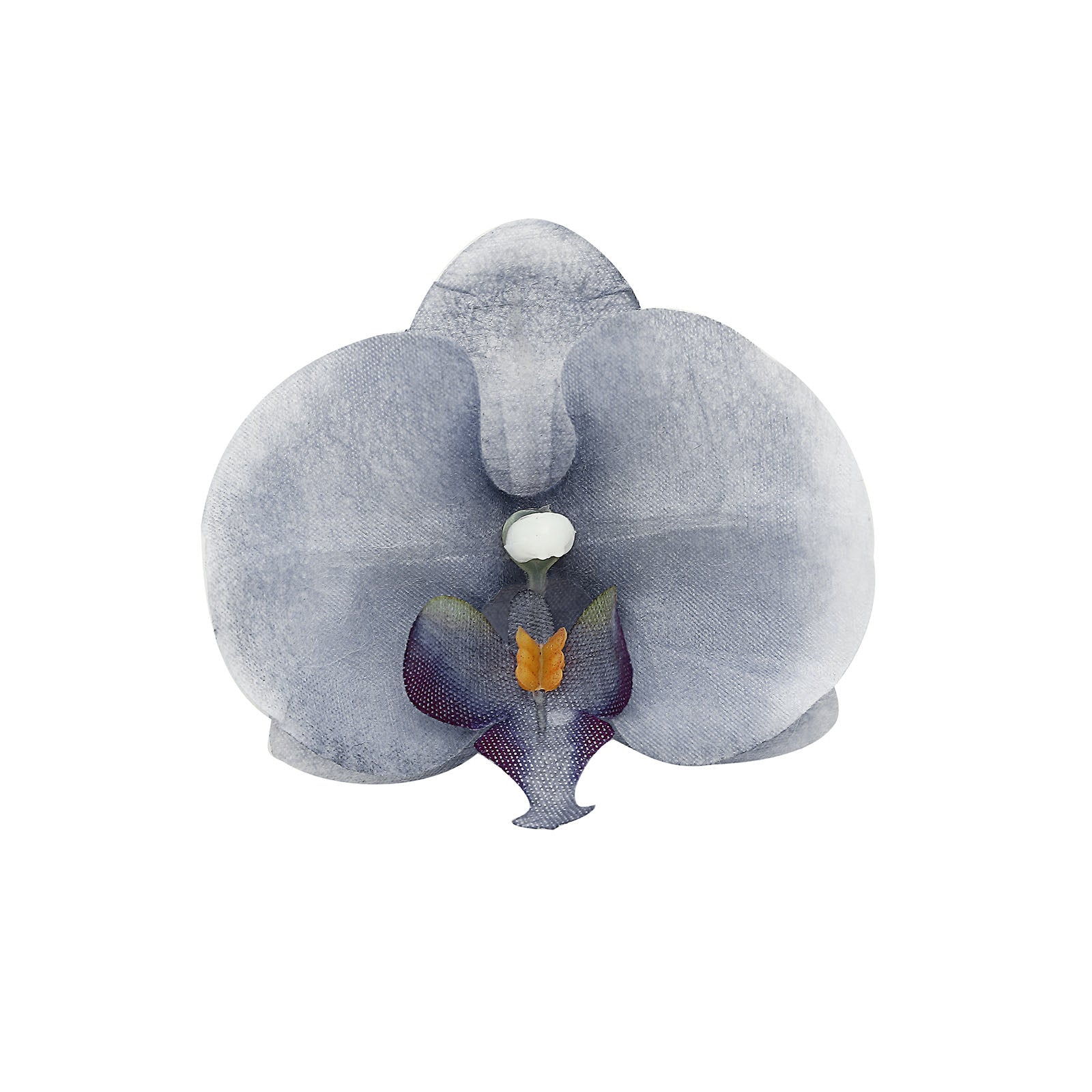 Charcoal gray artificial silk orchid flower head for DIY crafts.