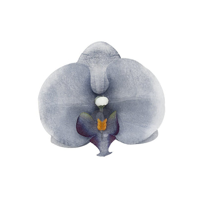 Charcoal gray artificial silk orchid flower head for DIY crafts.
