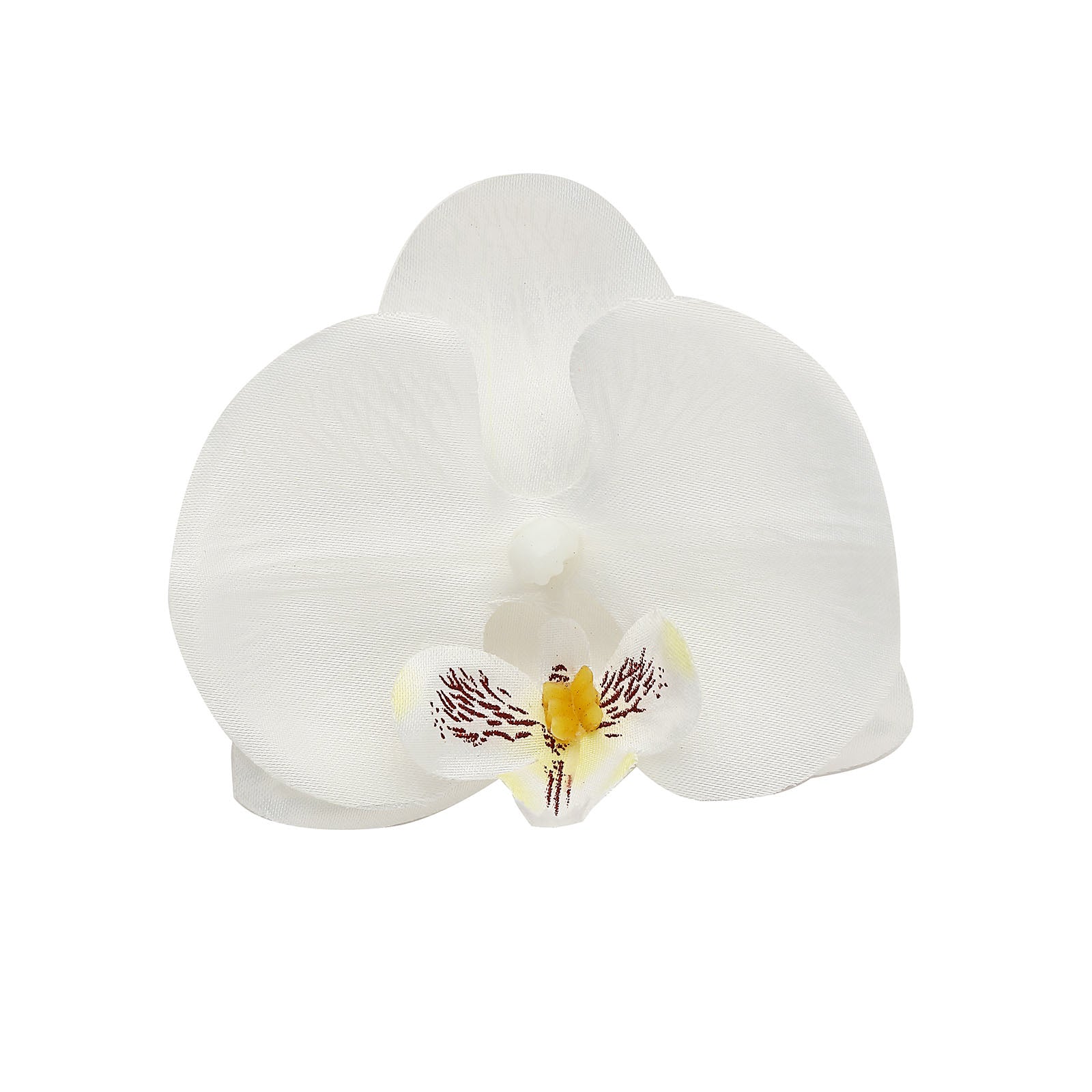 White artificial silk orchid flower head for DIY crafts.
