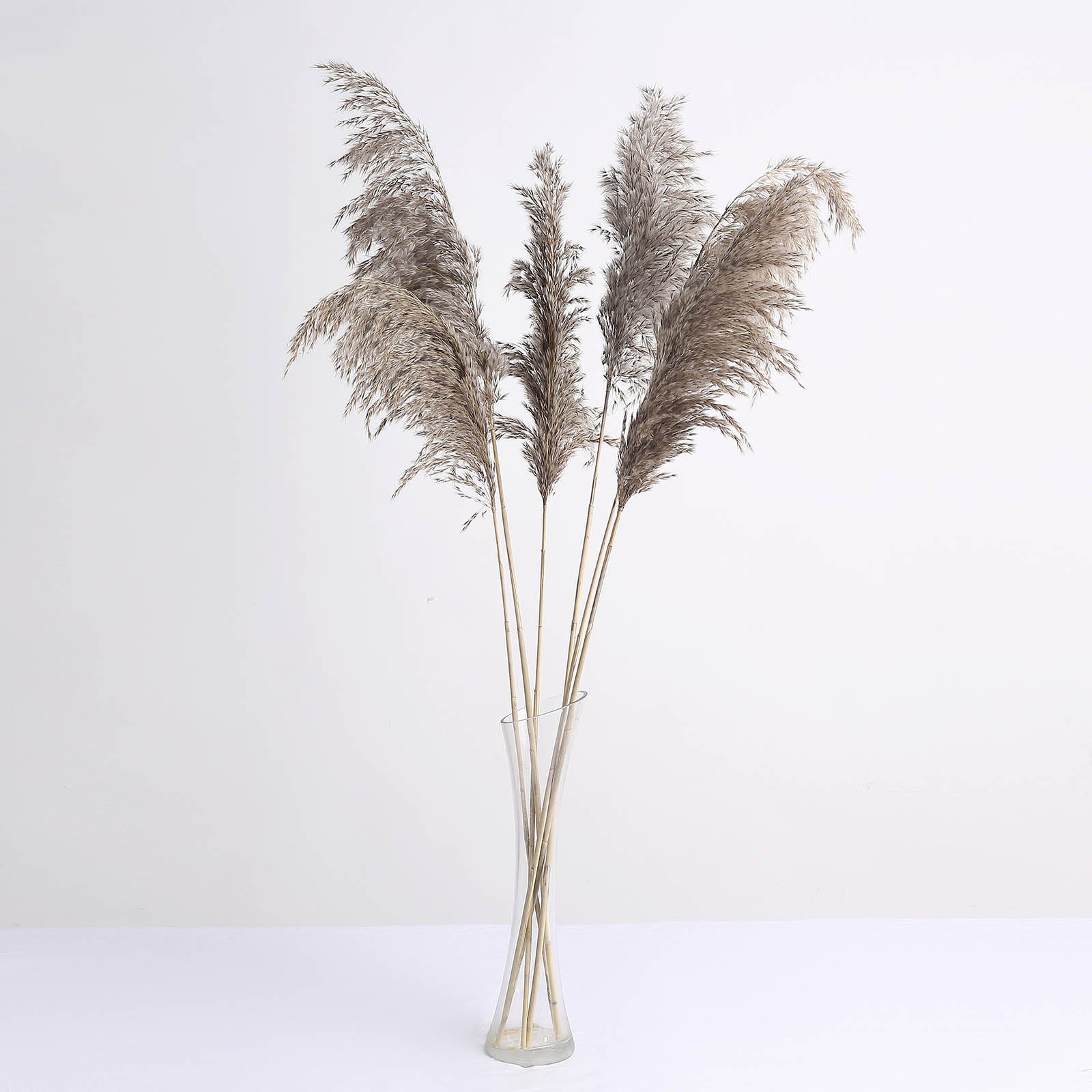 32" natural tint dried pampas grass plant sprays in beige tones.