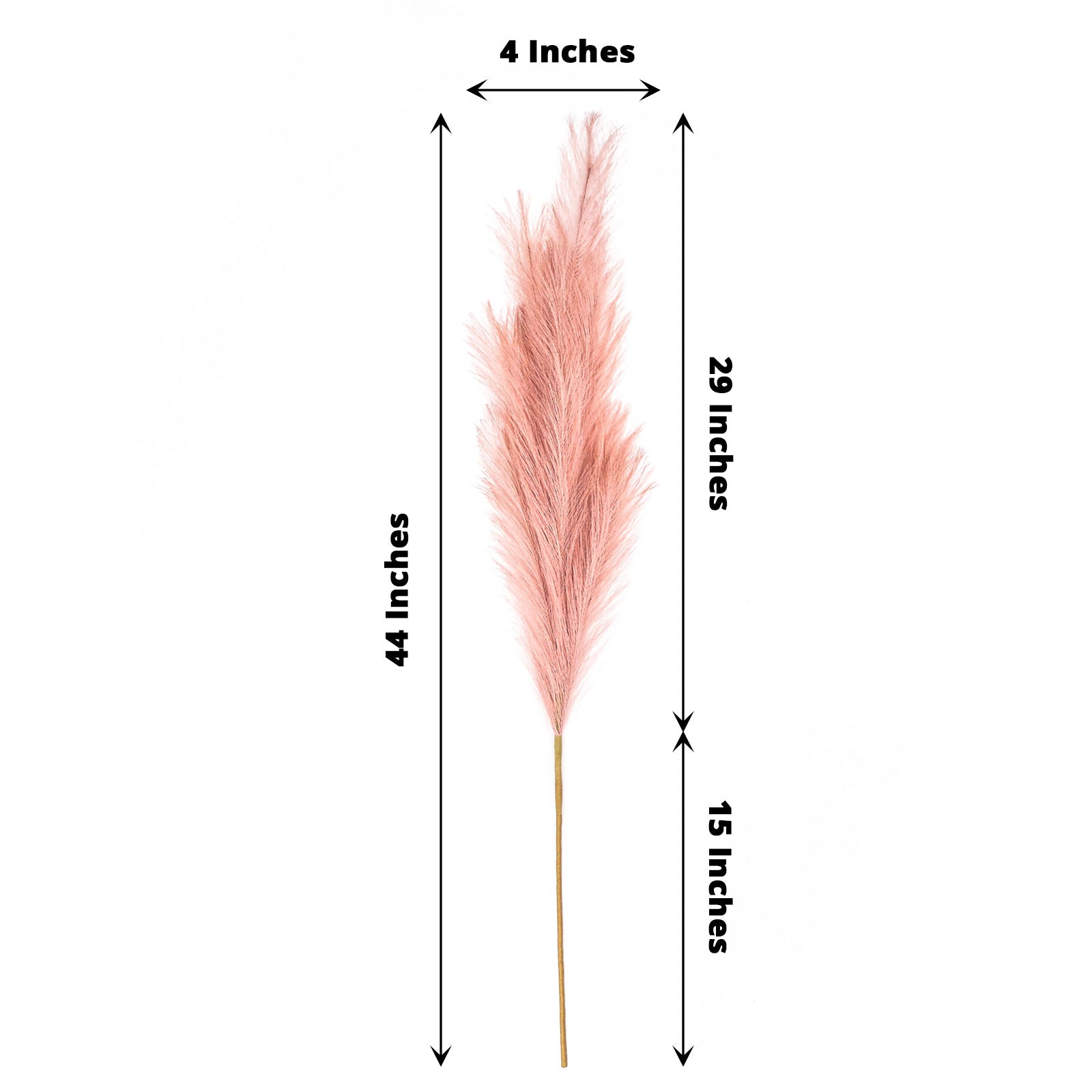 Dusty rose artificial pampas grass plant spray, 44 inches tall.
