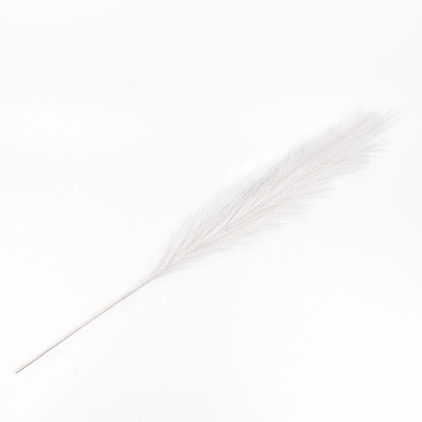White artificial pampas grass stem, 44 inches long, ideal for vase arrangements.
