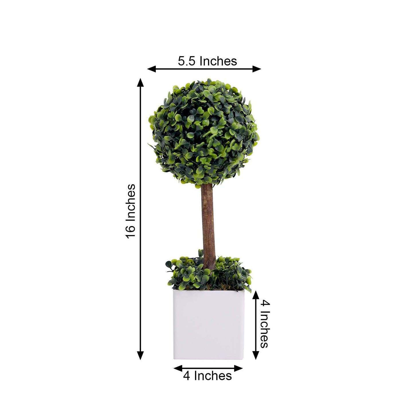 16inch Green Artificial Boxwood Topiary Ball Tree In White Planter Pot