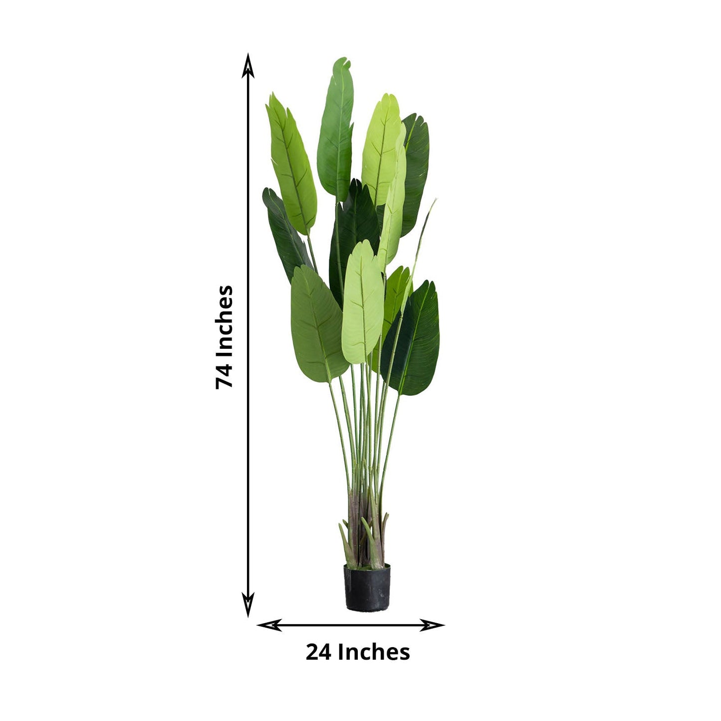 6ft faux potted Bird of Paradise plant with vibrant green leaves.