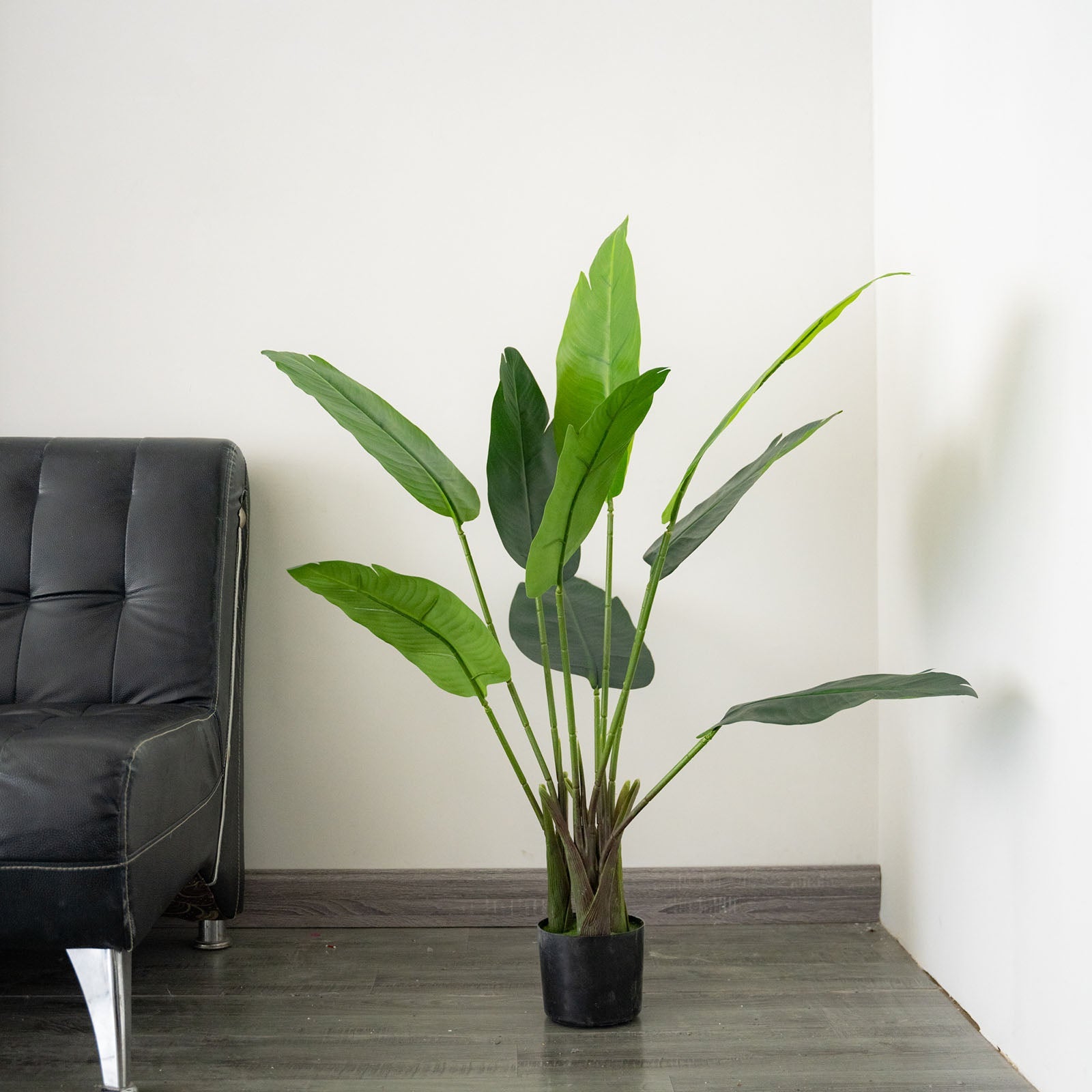 3ft Faux Potted Bird of Paradise Plant in vibrant green.