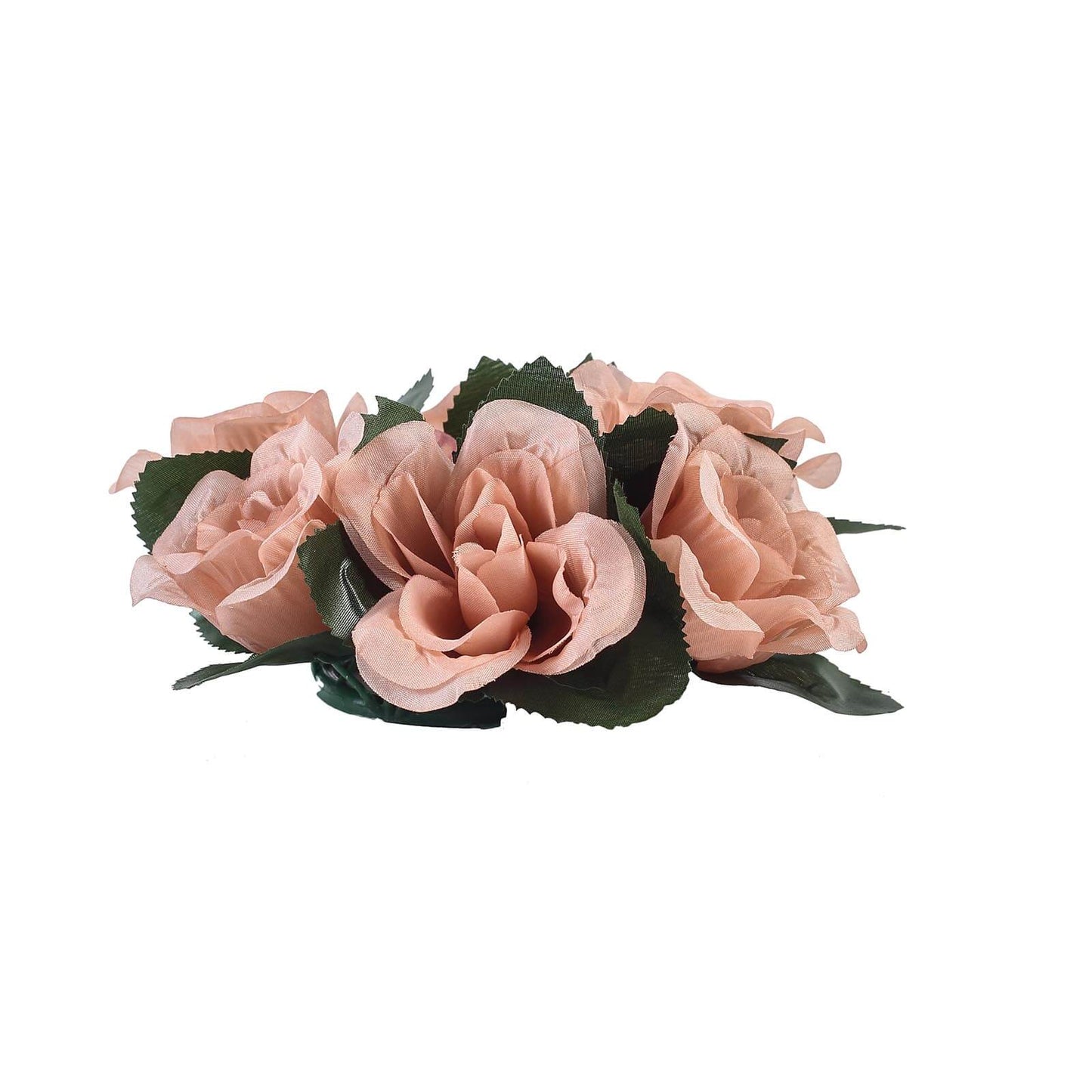 3 Inch Dusty Rose Artificial Silk Rose Flower Candle Ring Wreaths Pack of 4 