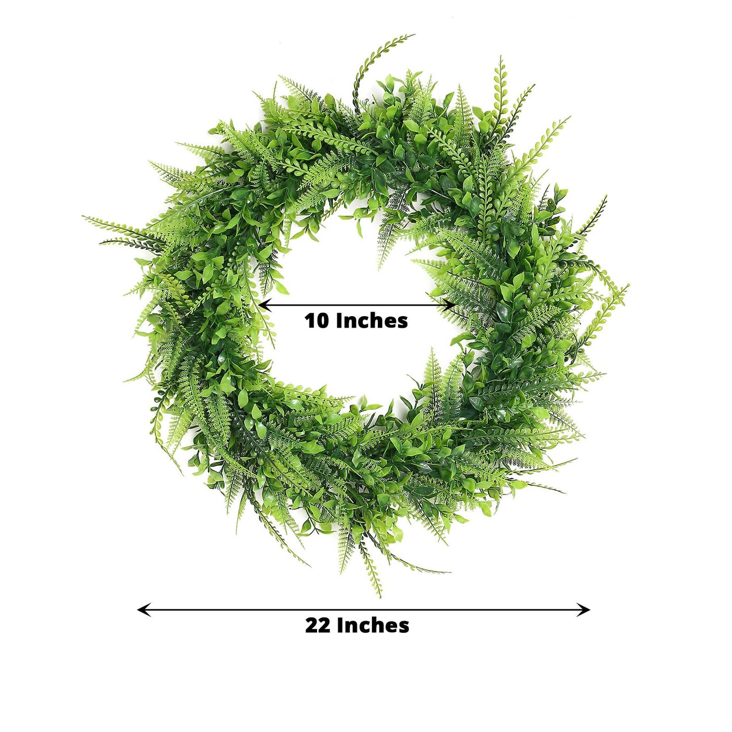 22" Green Artificial Boxwood Fern Wreath - Lifelike Spring Decor