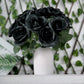 12 Inch Black Velvet Like Fabric Rose Flower Bouquet Bush