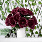 12 Inch Burgundy Velvet Like Fabric Rose Flower Bouquet Bush