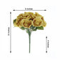 12inches Gold Artificial Velvet-Like Fabric Rose Flower Bouquet Bush
