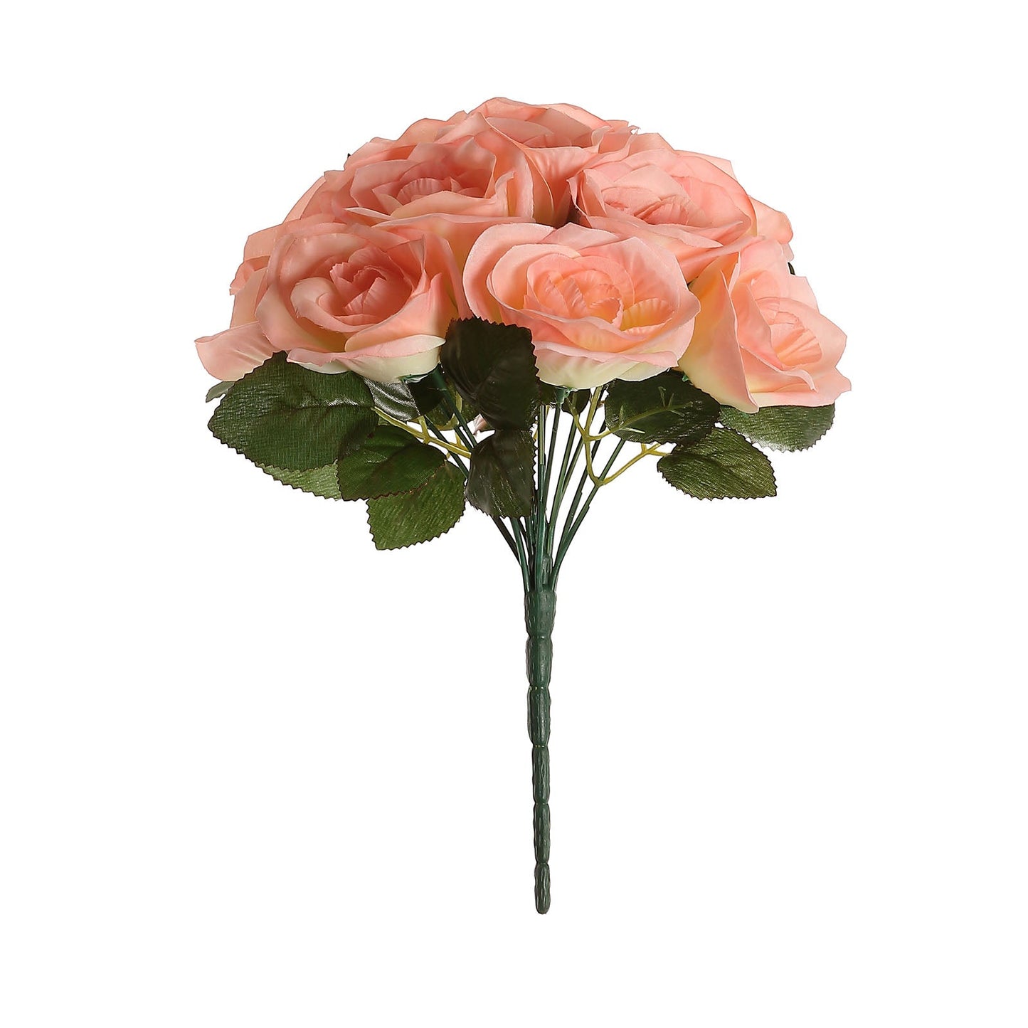Velvet Like Fabric Rose Flower Bush In Peach 12 Inch
