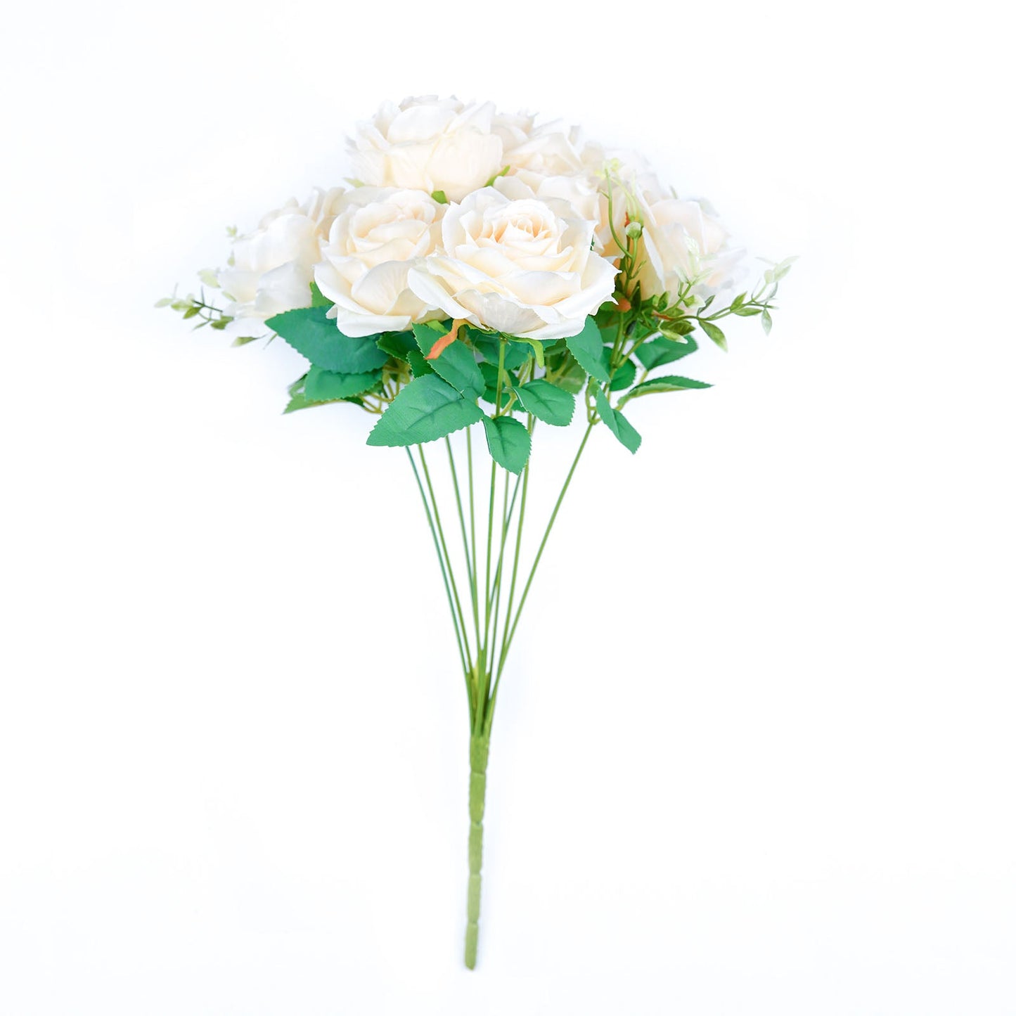 Artificial Silk Cream Long Stem Flowers 2 Bushes 18 Inch Rose Flower Bouquet