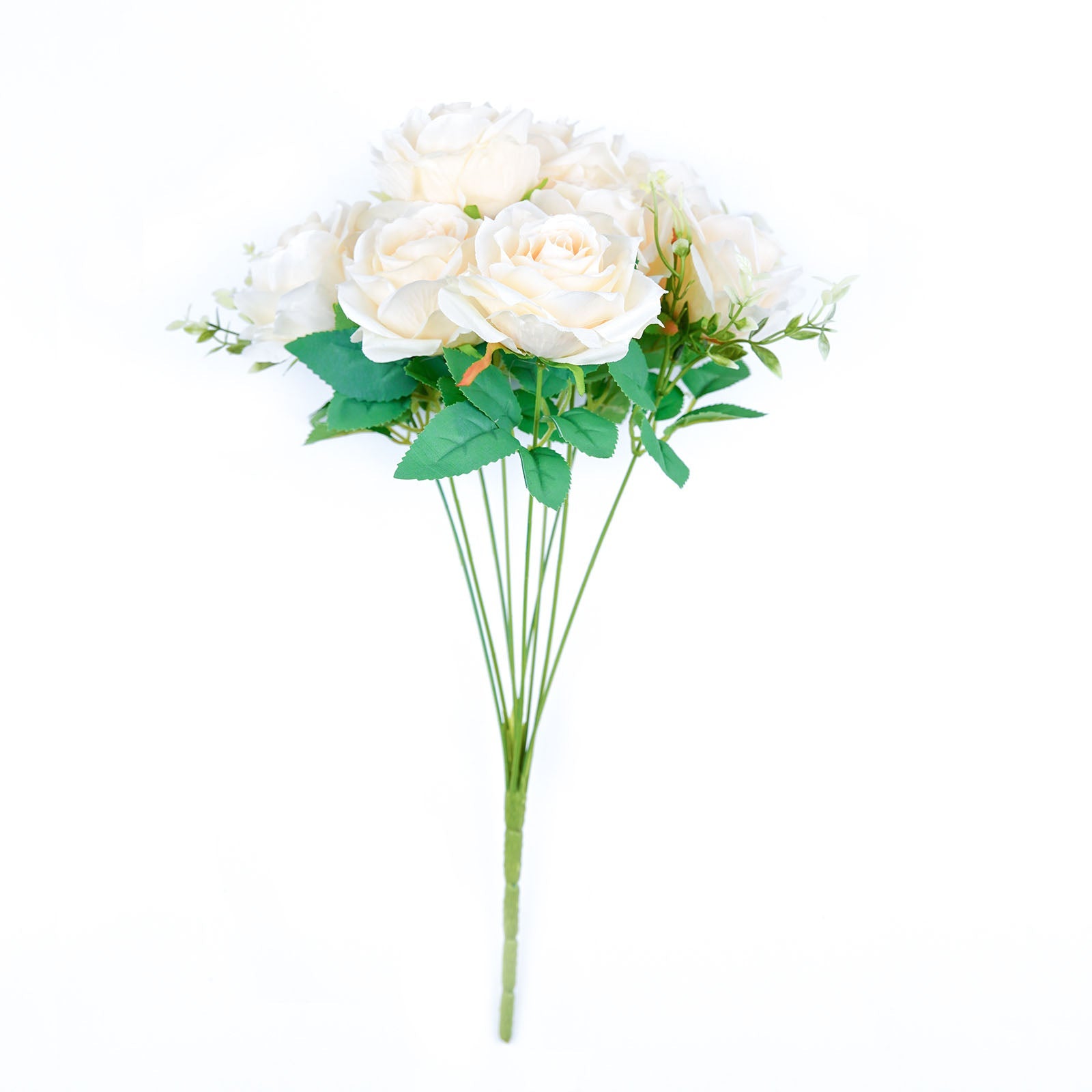Artificial Silk Cream Long Stem Flowers 2 Bushes 18 Inch Rose Flower Bouquet