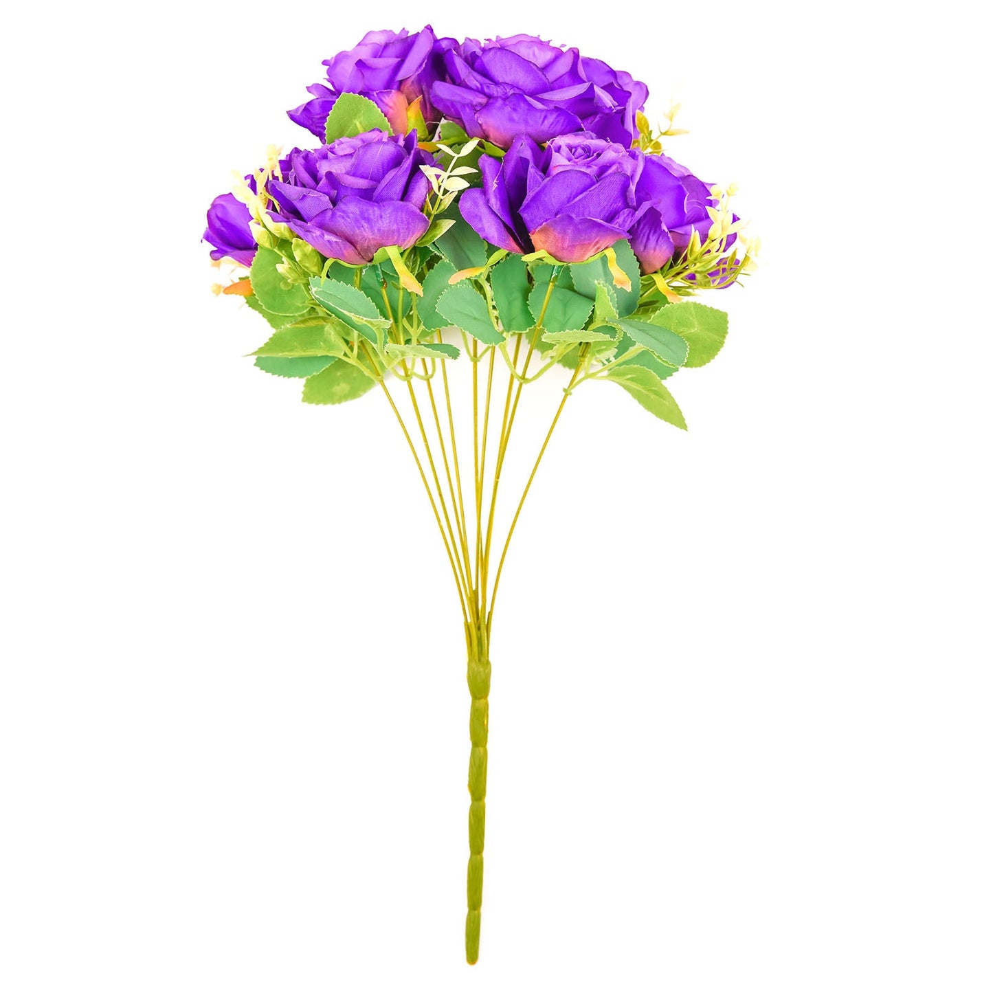 Artificial Silk Purple Long Stem Flowers 2 Bushes 18 Inch Rose Flower Bouquet