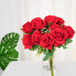 2 Bushes | 18" Red Artificial Silk Rose Flower Arrangements, Real Touch Long Stem Flower Bouquet