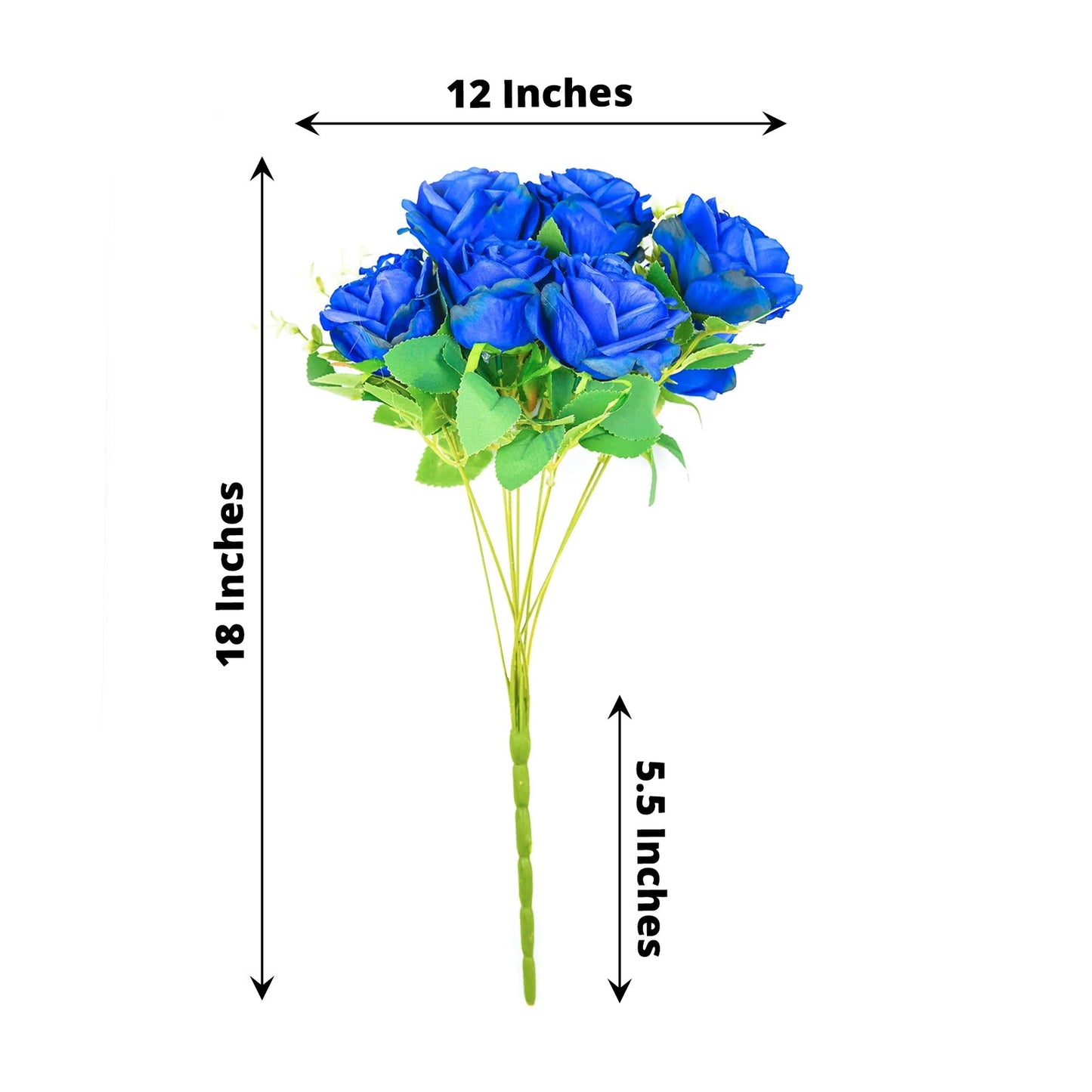 Real Touch Rose Gold Silk Roses 2 Bushes 18 Inch Royal Blue Long Stem Flowers