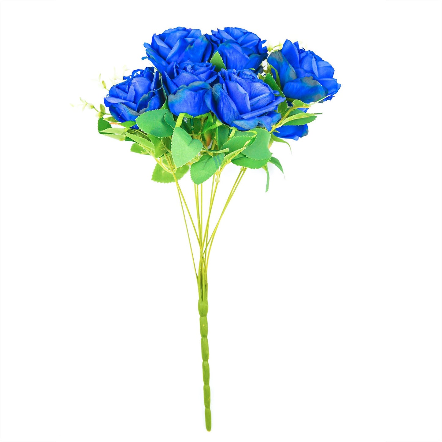 Artificial Silk Royal Blue Long Stem Flowers 2 Bushes 18 Inch Rose Flower Bouquet