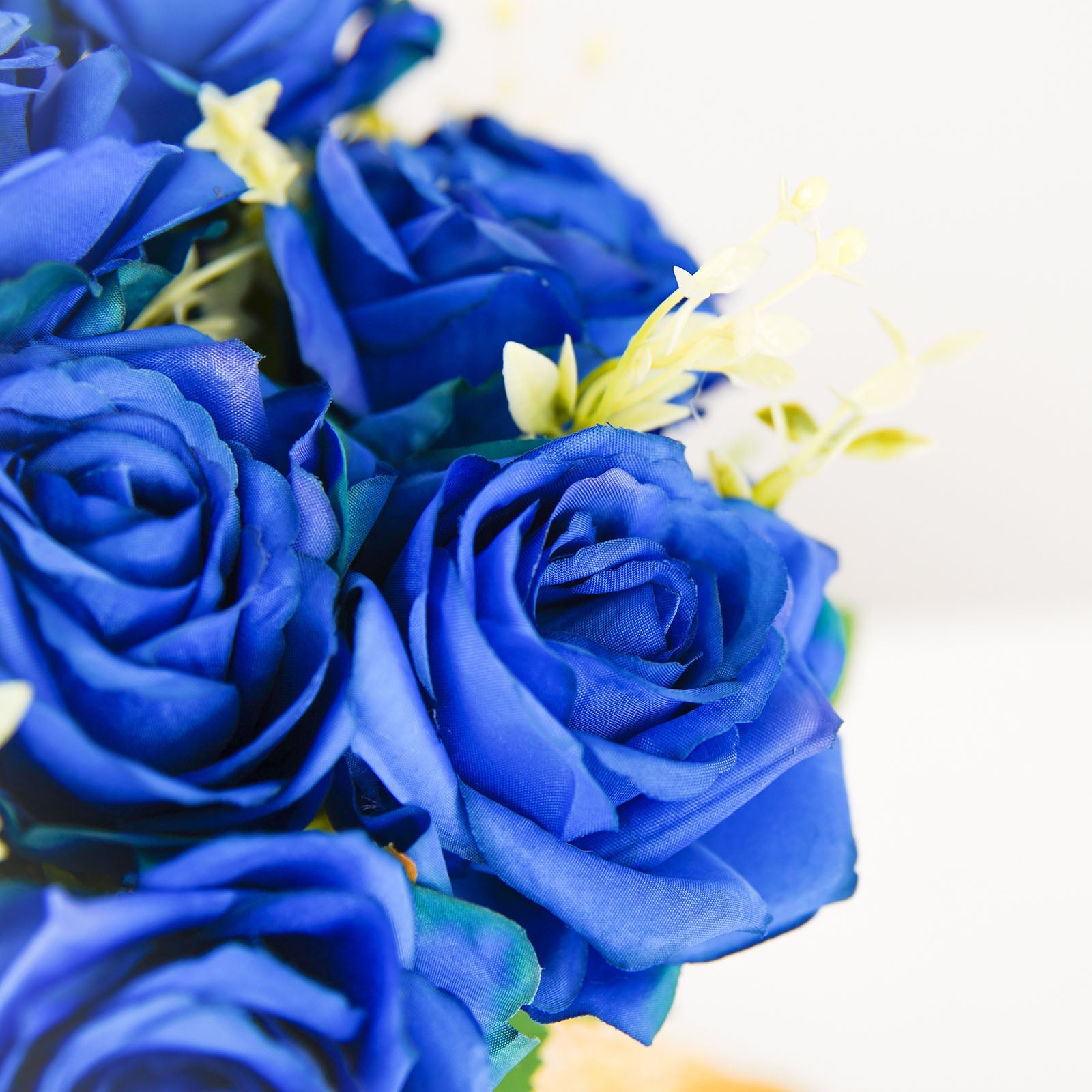 Long Stem Royal Blue Roses 2 Bushes 18 Inch Artificial Silk Rose Flower Bouquet