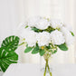 2 Bushes | 18" White Artificial Silk Rose Flower Arrangements, Real Touch Long Stem Flower Bouquet