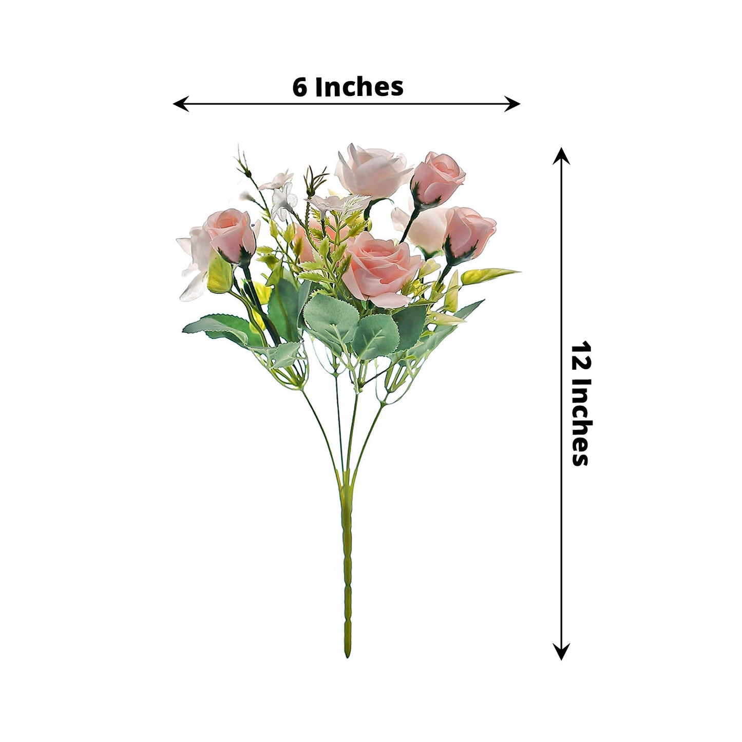Silk Artificial Rose Flower Bushes 12 Inch Blush Rose Gold