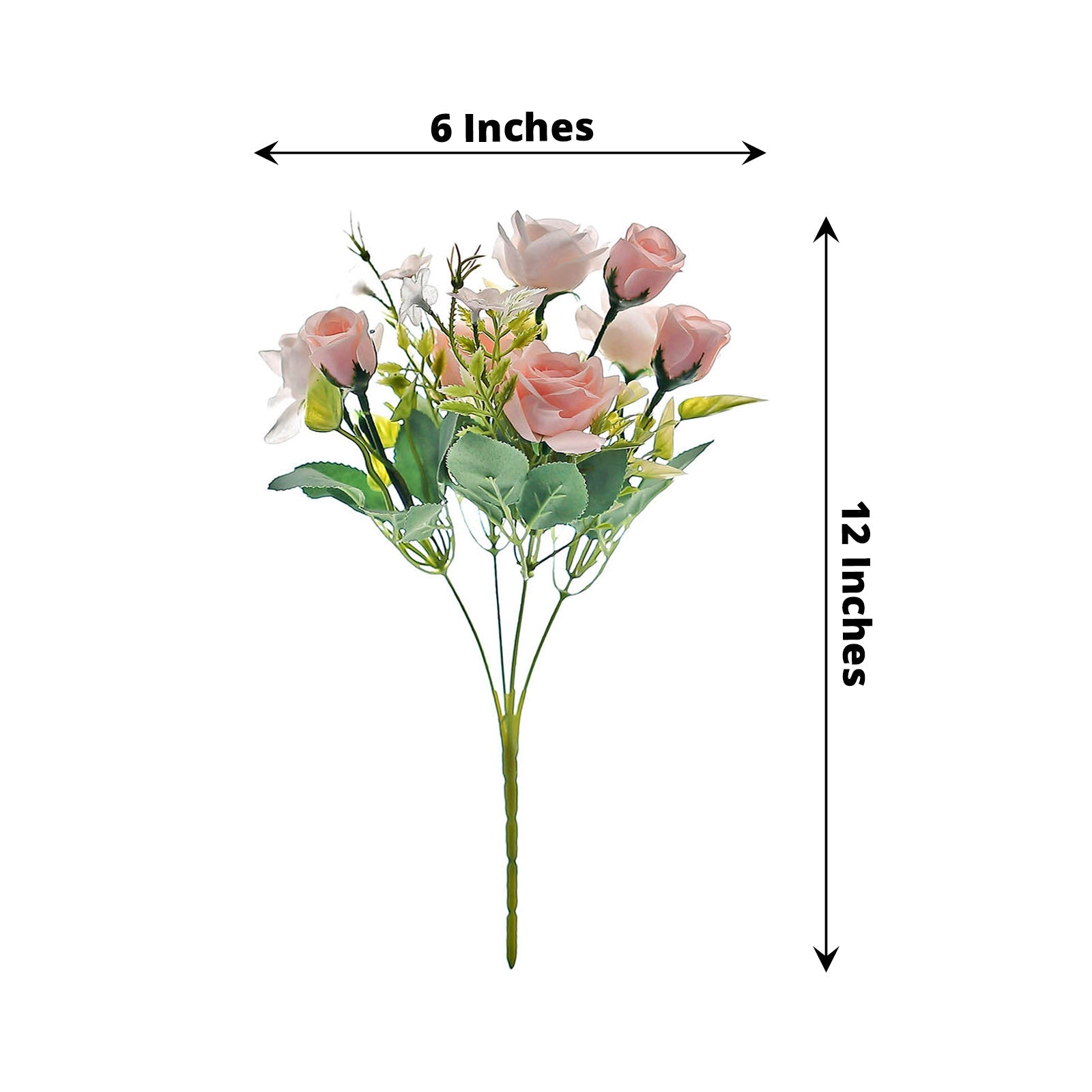 Silk Artificial Rose Flower Bushes 12 Inch Blush Rose Gold