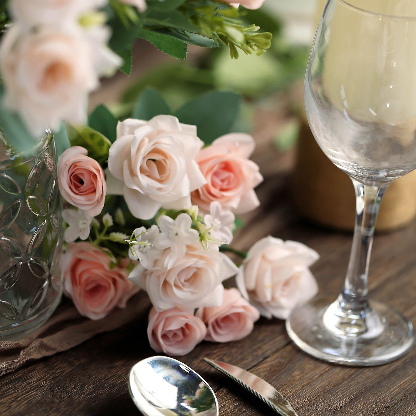 Silk Blush Rose Gold Silk Flower Rose Bushes 12 Inch