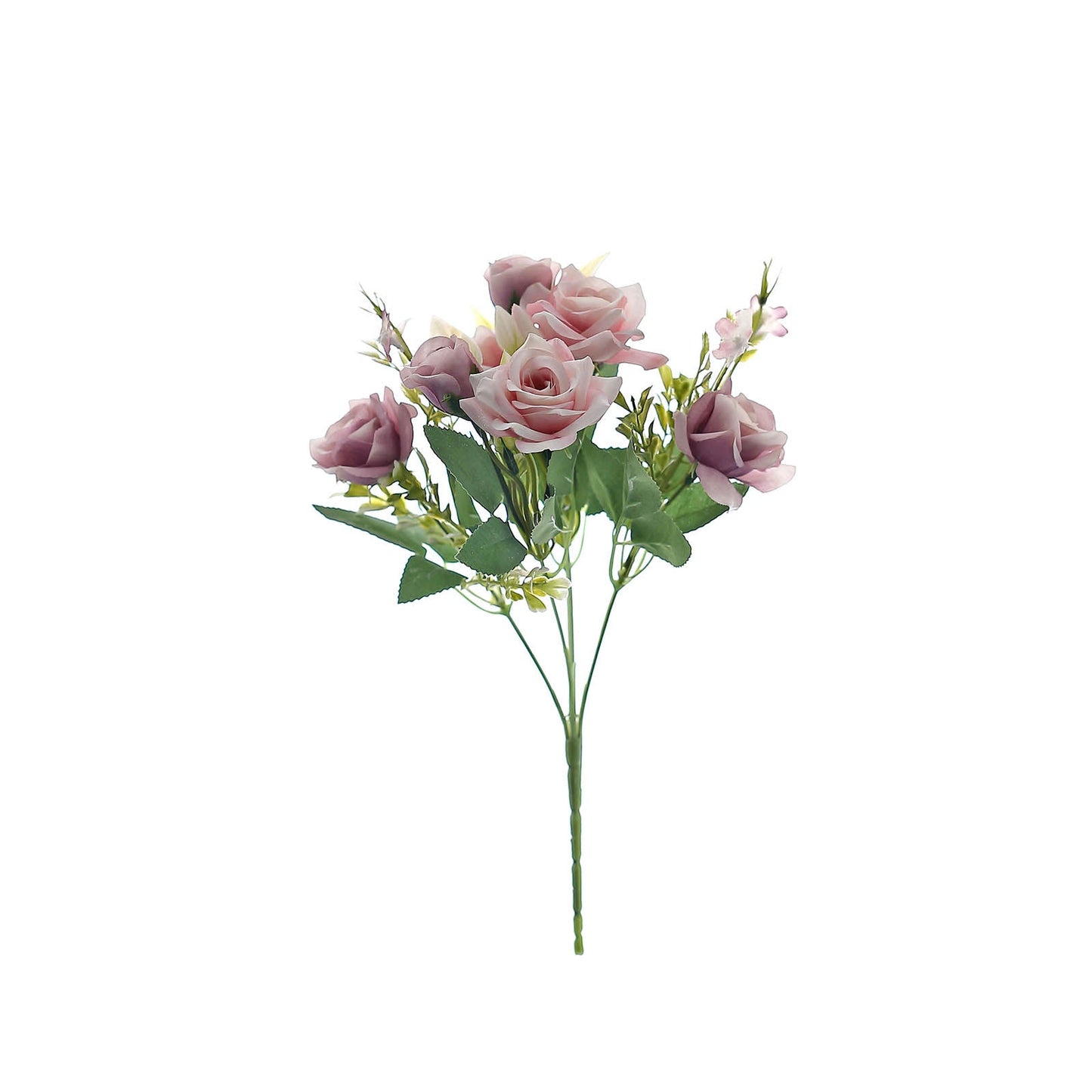 Silk Flower Rose Bushes Dusty Rose 12 Inch 