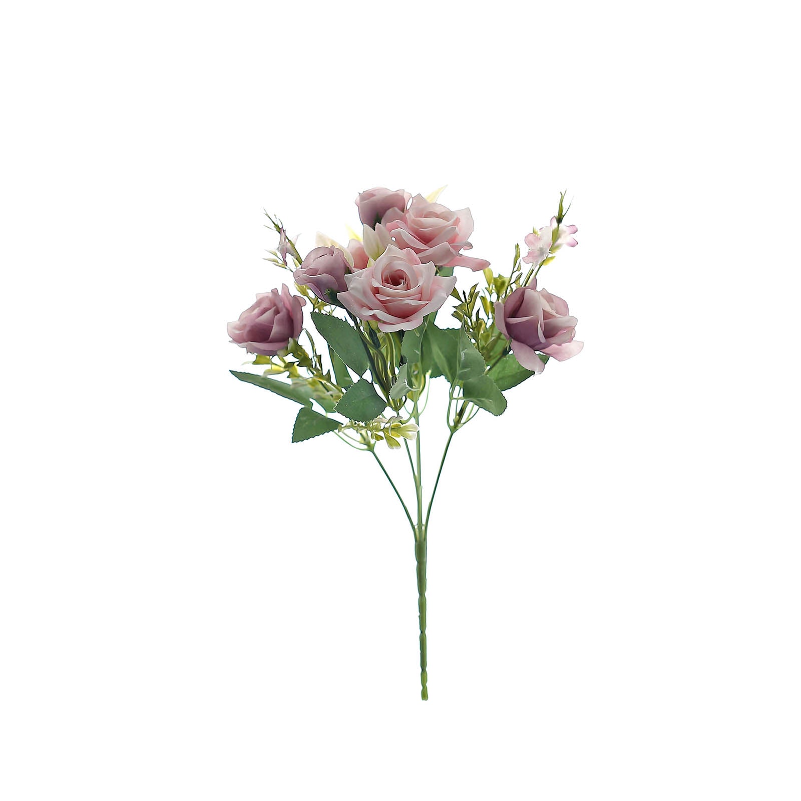 Silk Flower Rose Bushes Dusty Rose 12 Inch 