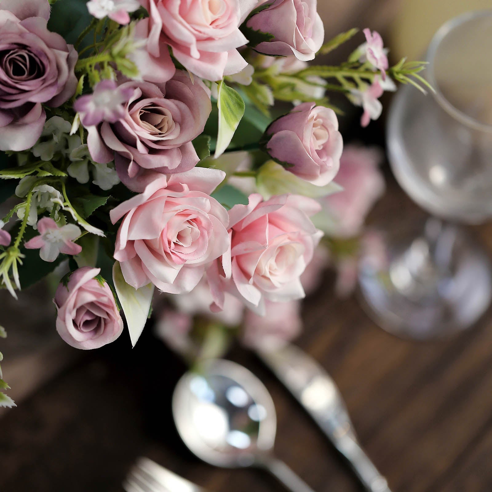 Silk Dusty Rose Silk Flower Rose Bushes 12 Inch