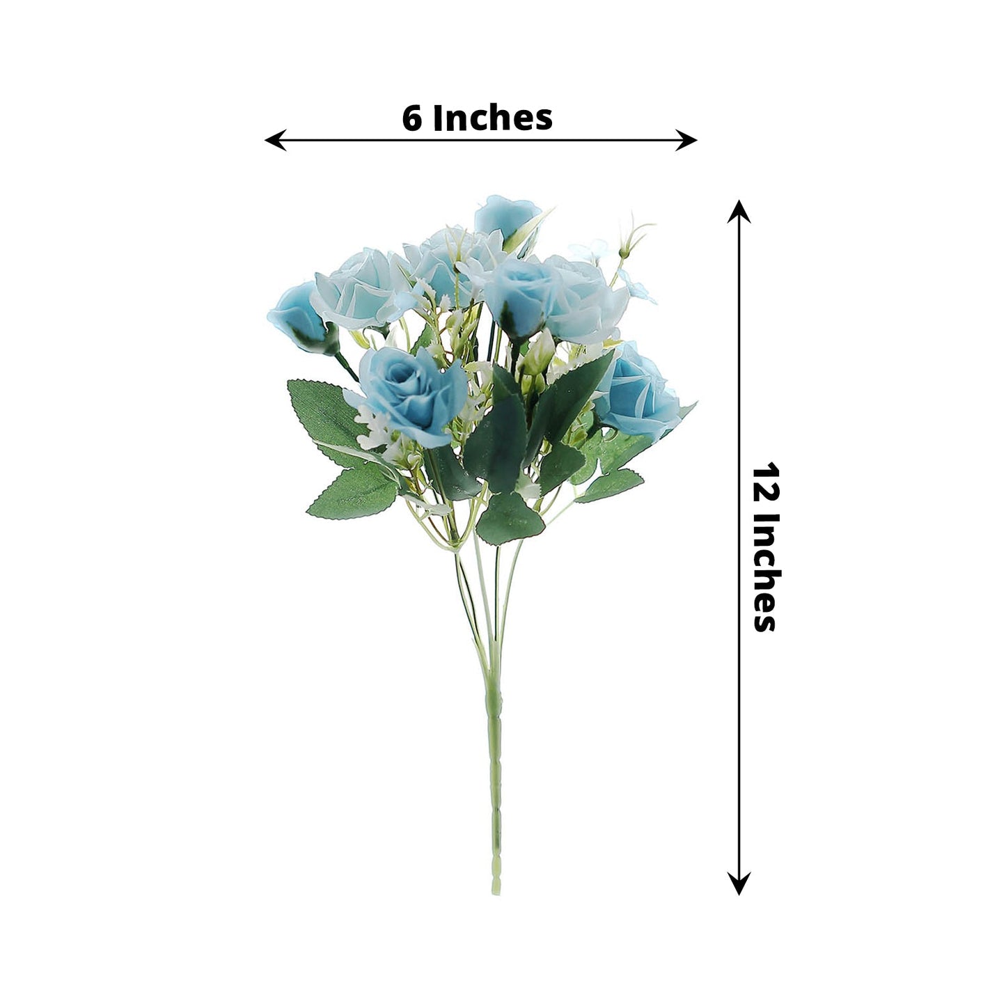 4 Bouquets Of 12 Inch Artificial Dusty Blue Rose Flower Bushes