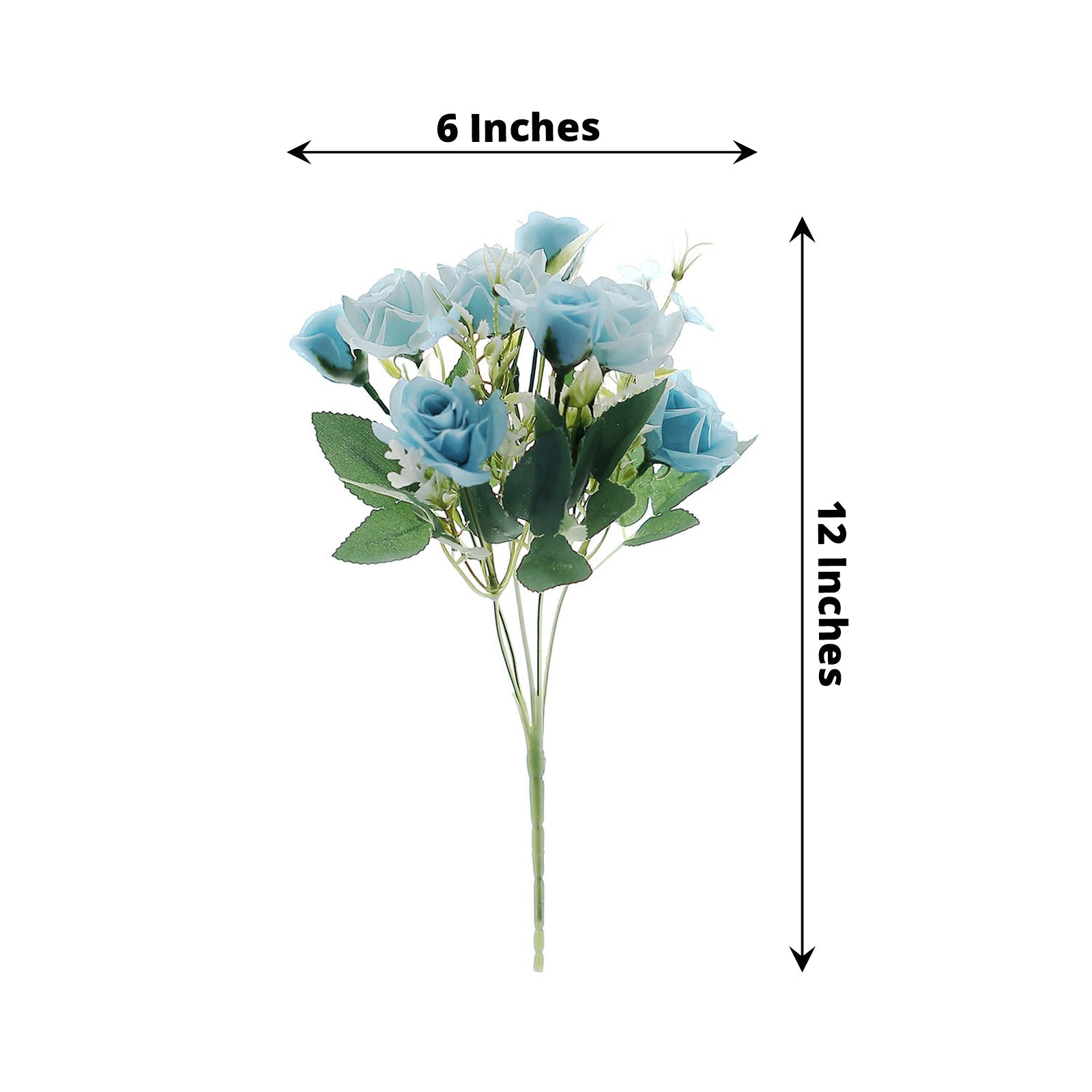 4 Bouquets Of 12 Inch Artificial Dusty Blue Rose Flower Bushes