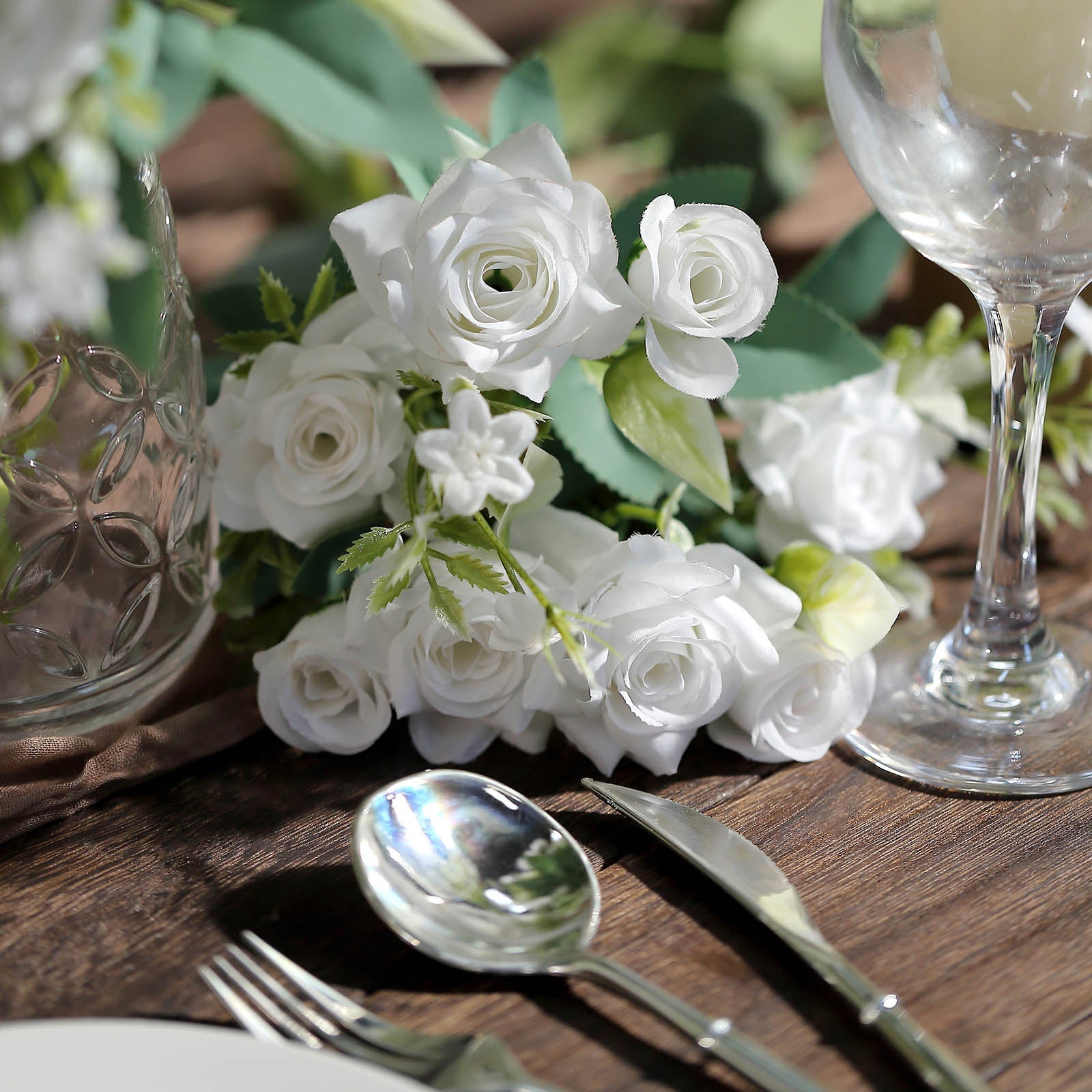 Silk White Silk Flower Rose Bushes 12 Inch