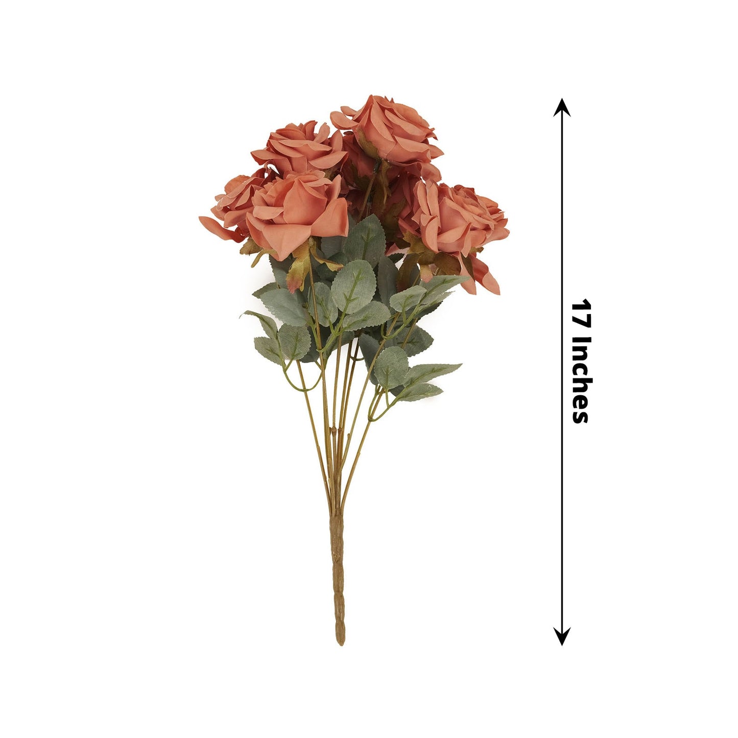 17 Inch Terracotta Rose Silk Flower Bushes Real Touch