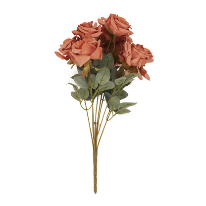 17 Inch Artificial Rose Silk Flowers Terracotta