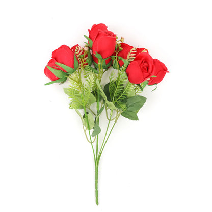 13 Inch Bouquets Of Red Artificial Rose Buds