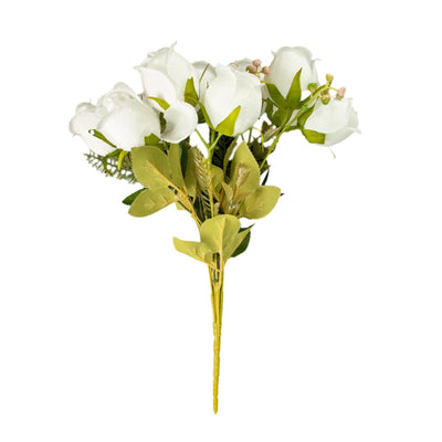 White Real Touch Artificial Rose Bud Flower Bridal Bouquets