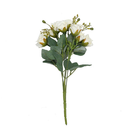 2 Pack Of 12 Inch Artificial Open Rose Ivory Flower Bouquets