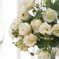 2 Pack Ivory Artificial Open Rose Flower Bouquets 12 Inch