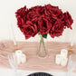 2 Bushes | 17" Burgundy Premium Silk Jumbo Rose Flower Bouquet, High Quality Artificial Wedding Floral Arrangements
