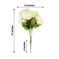 Jumbo Rose Bouquet Of 2 Ivory Premium Silk Bushes, 17 Inches.