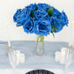 2 Bushes | 17" Royal Blue Premium Silk Jumbo Rose Flower Bouquet, High Quality Artificial Wedding Floral Arrangements