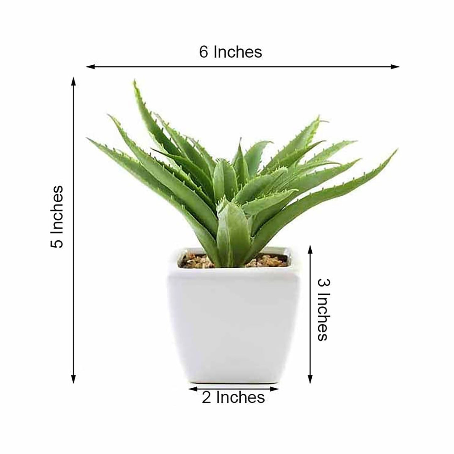 3 Pack | 5inches Ceramic Planter Pot & Artificial Spot Aloe Succulent Plant